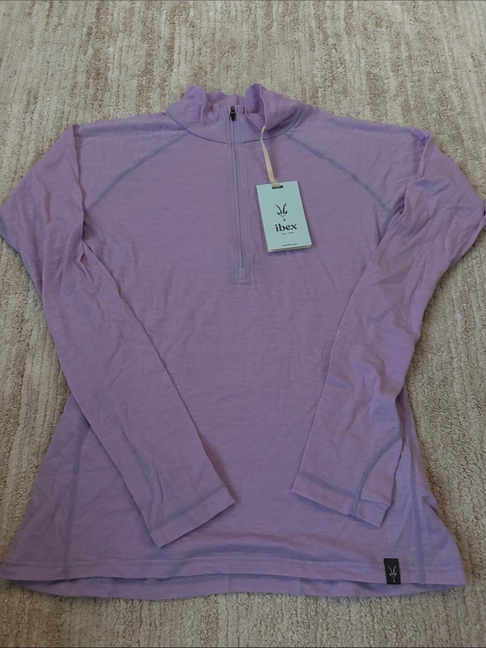 ibex Lavender Merino Long-Sleeve Half-Zip Top